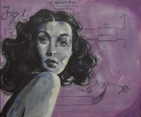 ABOVE - High School 2D Painting Second Place by Brittany Zambrano, Senior at IHS entitled “The Beauty and Brains”