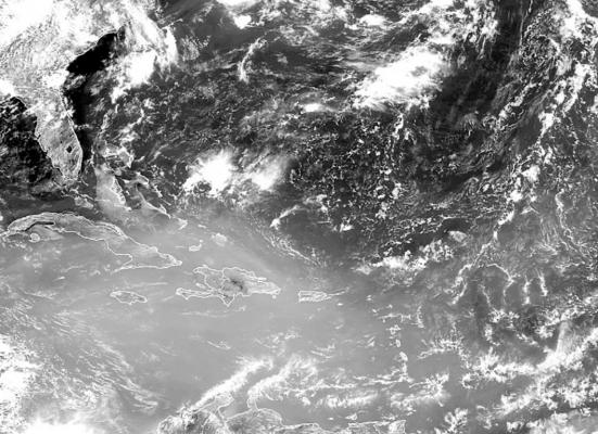 This satellite photo provided by the National Oceanic and Atmospheric Administration, NOAA, shows a cloud of dust coming from the Sahara desert over the Caribbean on Tuesday, June 23, 2020.(NOAA National Environmental Satellite, Data, and Information Service/TNS)