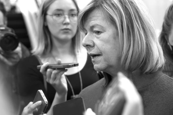 Sen. Tammy Baldwin, D-Wis., speaks to reporters in the Capitol on Sept. 8, 2022, in Washington, D.C. (Anna Moneymaker/ Getty Images/TNS)
