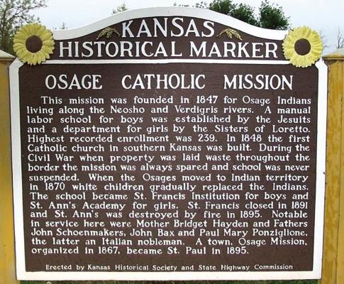 Osage Catholic Mission marker. Historical Marker Database | Courtesy Photo