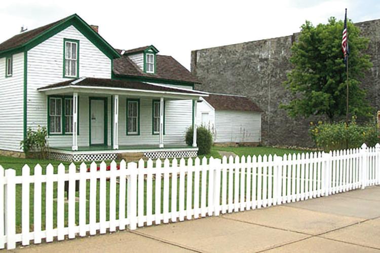 The home of General Funston. The historical marker is seen off to the side. Historical Marker Database | Courtesy Photo