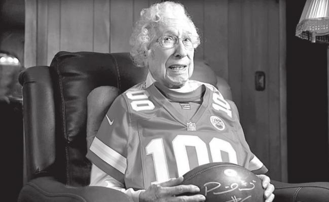 Centenarian Chiefs fan Melba Mills of Bonner Springs was presented with an autographed football and jersey at the team’s home opener earlier this season. Chiefs quarterback Patrick Mahomes is her personal favorite. “He’s just as humble as could be,” she said. “That guy is popular because he’s humble. He does not have a big head, that’s the whole secret of it all.” Rich Sugg | Kansas City Star | TNS