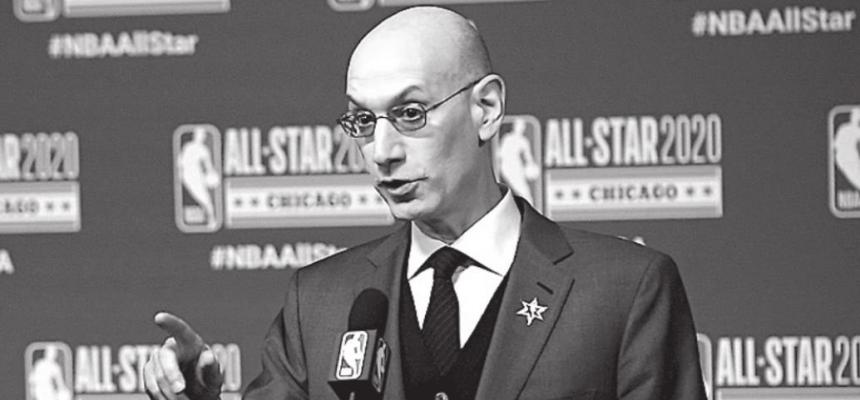 CHICAGO, ILLINOIS - FEBRUARY 15: NBA Commissioner Adam Silver speaks to the media during a press conference at the United Center on February 15, 2020 in Chicago, Illinois. Stacy Revere | Getty Images | TNS