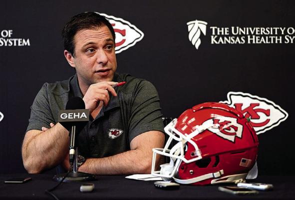 Kansas City Chiefs general manager Brett Veach talks about the upcoming NFL Draft during a news conference at team headquarters. Tammy Ljungblad | Kansas City Star | TNS