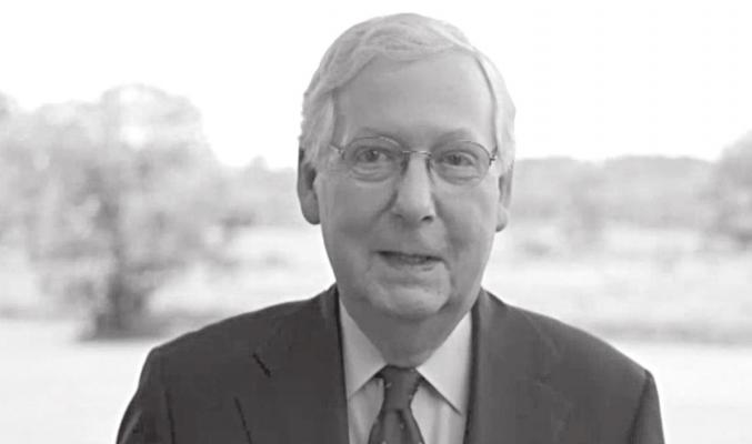 In this screenshot from the RNC's livestream of the 2020 Republican National Convention, U.S. Senate Majority Leader Mitch McConnell (R-KY) addresses the virtual convention on Aug. 27, 2020. Senate Republicans said on Tuesday, Sept. 8, that they will introduce and set up a floor vote on a slimmed-down virus stimulus bill in an effort to break a month-long impasse on aid for the U.S. economy. (The Committee on Arrangements for the 2020 Republican National Committee via Getty Images/TNS)